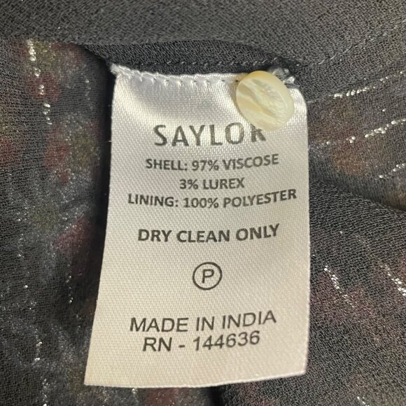 Saylor Talley Dark Floral Metallic Mini Dress Black Red Sz XL Boho Whimsigoth - Picture 7 of 8